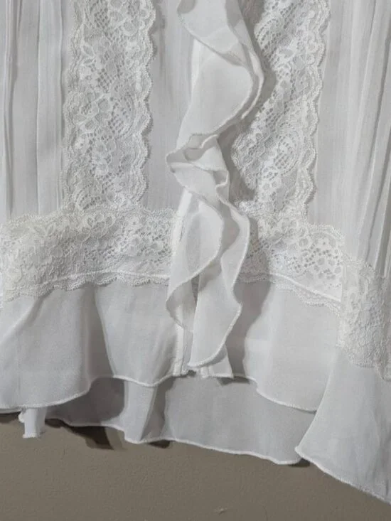 Free  People sheer white long sleeve blouse XL - Picture 5 of 12